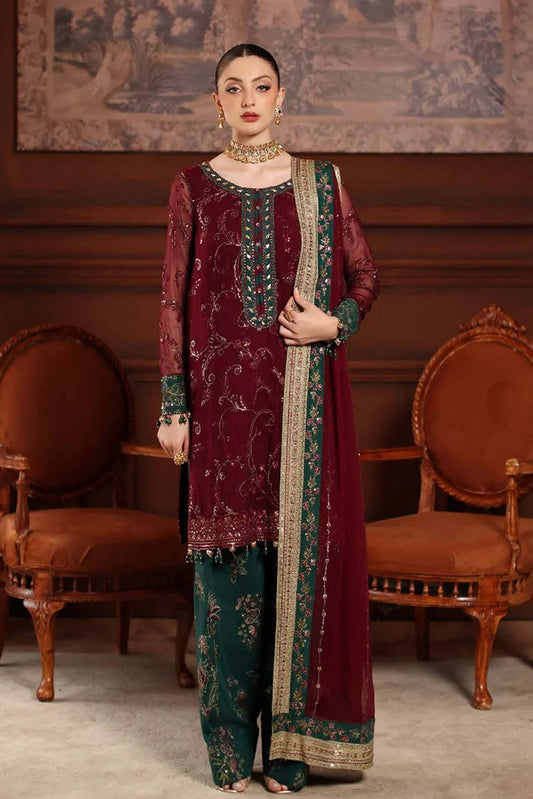 NRH-027 | Premium Chiffon 3 Piece Unstitched Suit 2026 – Sequin Work