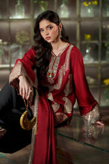 ET Premium Silk Emb 3 Piece Unstitched Suit With Chiffon Dupatta 2026