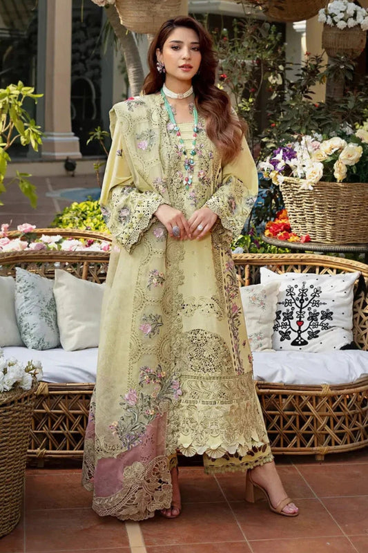 E.F GL-7108 Premium Cotton Emb Chikankari 3 Piece Unstitched Suit With Organza Dupatta 2026