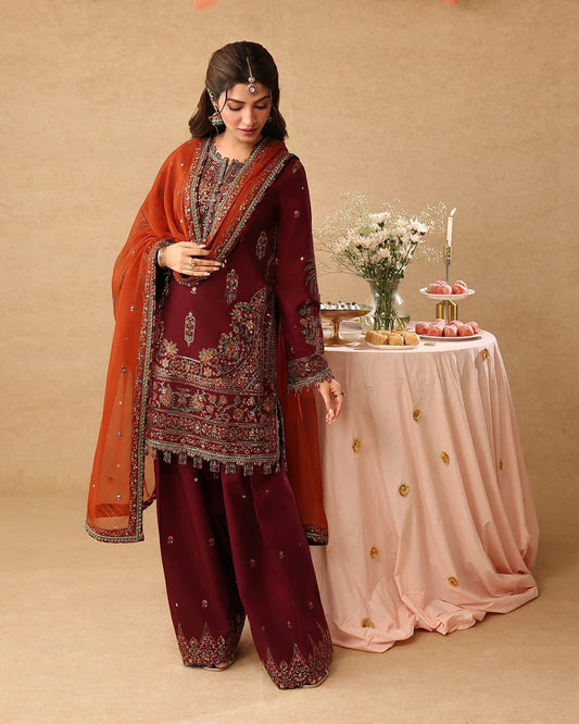AJ GL-71039 Premium Chiffon Emb 3 Piece Unstitched Suit With Chiffon Dupatta 2026