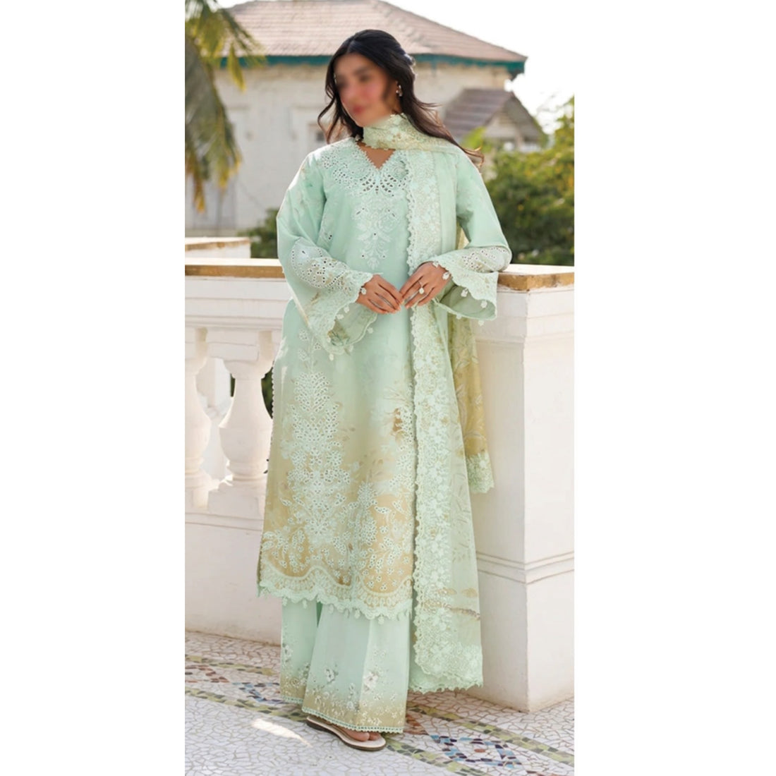 AF GL-71046 Premium Printed Lawn Emb 3 Piece Unstitched Suit With Chiffon Dupatta 2026