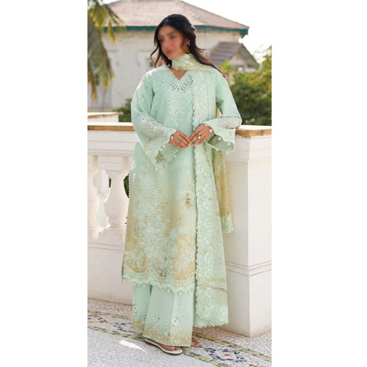 AF GL-71046 Premium Printed Lawn Emb 3 Piece Unstitched Suit With Chiffon Dupatta 2026
