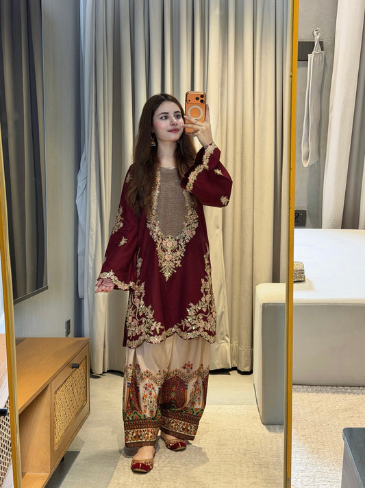 ET Kaftan Premium Shamoz Silk Emb Kaftan 2 Piece Suit