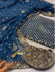 HS GL-71080 Premium Bamber Chiffon Emb 3 Piece Unstitched Suit With Emb Dupatta 2026