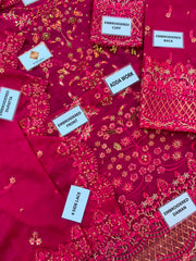 EA Premium Chiffon Emb Adda Work 3 Piece Unstitched Suit