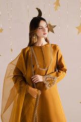 HC-020 | Luxury 3 Piece Unstitched Shesha Silk Kaftan – Heavy Sequin Bridal Wear