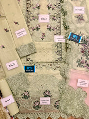 E.F GL-7108 Premium Cotton Emb Chikankari 3 Piece Unstitched Suit With Organza Dupatta 2026