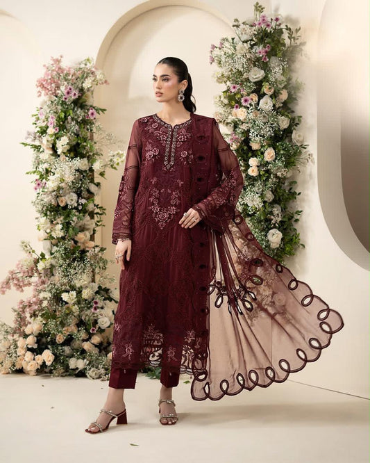 MB Premium Hit Code Chiffon Emb 3 Piece Unstitched Suit