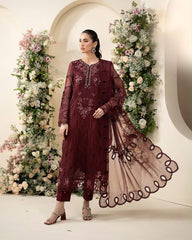 MB Premium Hit Code Chiffon Emb 3 Piece Unstitched Suit