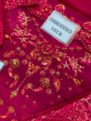 EA Premium Chiffon Emb Adda Work 3 Piece Unstitched Suit