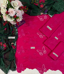 Premium Lawn Emb Chikankari 3 Piece Unstitched Suit With Silk Dupatta 2026
