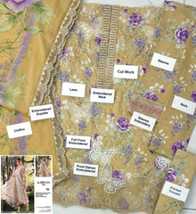 MB GL-71019 Premium Printed Lawn Emb 3 Piece Unstitched Suit With Chiffon Dupatta 2026