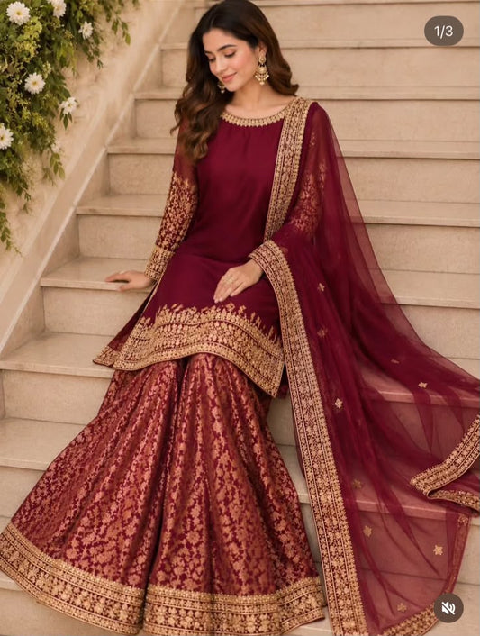 LHS GL-71059 Premium Chiffon Emb 3 Piece Unstitched Suit With Emb Dupatta 2026