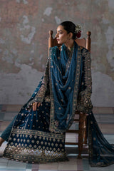 EAY-032 | Luxury Velvet 3 Piece Unstitched Suit 2026 – Heavy Adda Work & Organza Dupatta
