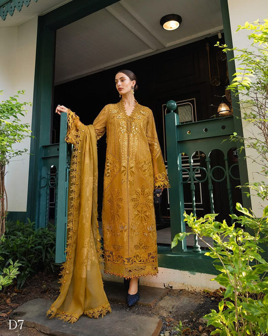MB GL-71018 Premium Lawn Emb 3 Piece Unstitched Suit With Organza Dupatta 2026