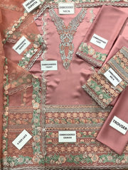 MQ Premium Shamoz Silk Emb Spangle 3 Piece Unstitched Suit