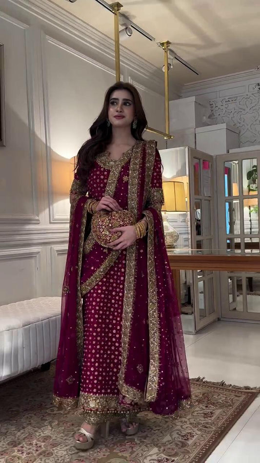 Haris Shakeel GL-7104 Addawork Formal Wedding Collection Black 3 Piece Unstitched Suit With Embroidered Chiffon Dupatta 2026