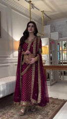 Haris Shakeel GL-7104 Addawork Formal Wedding Collection Black 3 Piece Unstitched Suit With Embroidered Chiffon Dupatta 2026