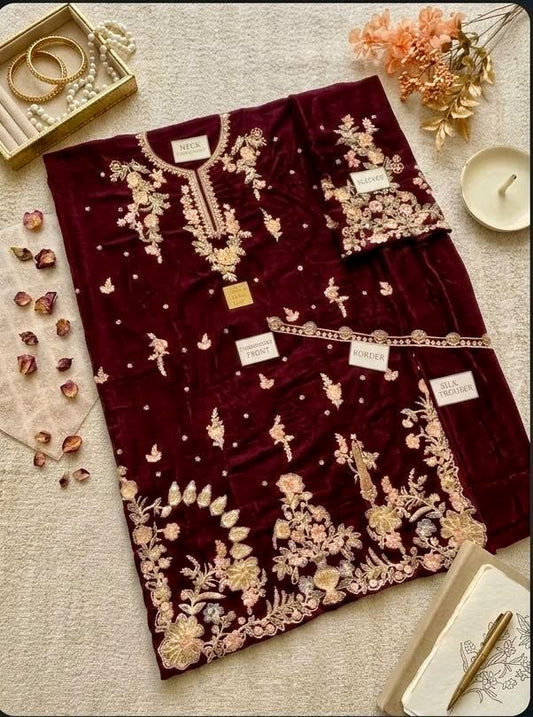 Kaftan Premium Silk Emb Kaftan 2 Piece Unstitched Suit