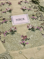 E.F GL-7108 Premium Cotton Emb Chikankari 3 Piece Unstitched Suit With Organza Dupatta 2026