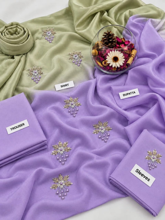 GL Premium Charmoush Silk Adda Work 3 Piece Suit