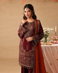 AJ GL-71039 Premium Chiffon Emb 3 Piece Unstitched Suit With Chiffon Dupatta 2026