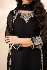 Premium Black Chiffon Emb 3 Piece Unstitched Suit With Chiffon Dupatta 2026