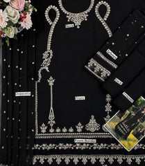 Premium Black Chiffon Emb 3 Piece Unstitched Suit With Chiffon Dupatta 2026