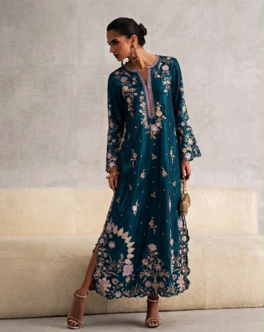 Premium Silk Emb Kaftan 2 Piece Unstitched Suit