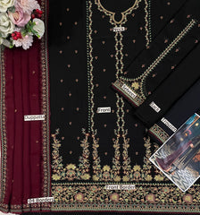A.J GL-71012 Premium Chiffon Emb 3 Piece Unstitched Suit With Chiffon Dupatta 2026