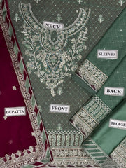 AJ Chiffon Sequence 3 Piece Unstitched Suit