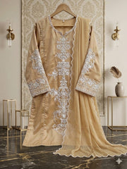 MR  GL-71032 Premium Charmuse Silk Emb 3 Piece Unstitched Suit With Chiffon Dupatta 2026