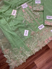 AZ Premium Chiffon Emb 3 Piece Unstitched Suit