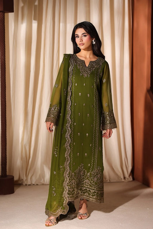 AZR-026 | Elegant Chiffon 3 Piece Unstitched Suit 2026 – Sequin Work
