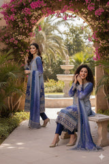 EAY-033 | Premium Chiffon 3 Piece Unstitched Suit 2026 – Crystal Adda Work