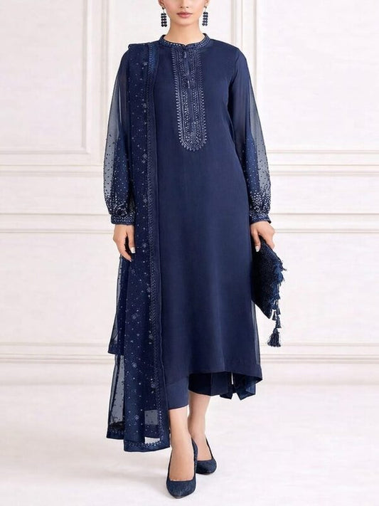 BR. GL-71074 Premium Chiffon Emb 3 Piece Unstitched Suit With Malai Trouser 2026