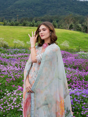 IZL GL-71050 Premium Printed Lawn Emb 3 Piece Unstitched Suit With Chiffon Dupatta 2026
