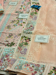 MHN  GL-7109 Premium Lawn Emb Chikankari 3 Piece Unstitched Suit With Soft Cotton Net Dupatta 2026