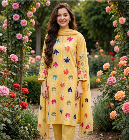 Goodluck Premium Lawn Chikankari Emb 3 Piece Suit