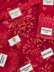 EA Premium Chiffon Emb Adda Work 3 Piece Unstitched Suit