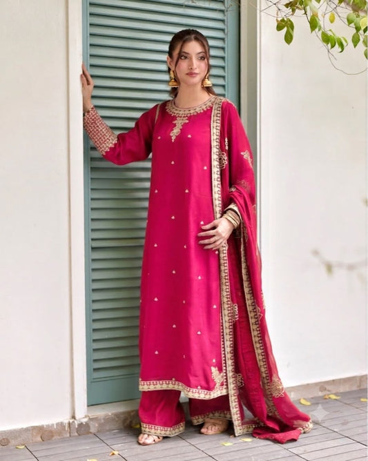 KF GL-71062 Premium Chiffon Emb 3 Piece Unstitched Suit With Emb Dupatta 2026
