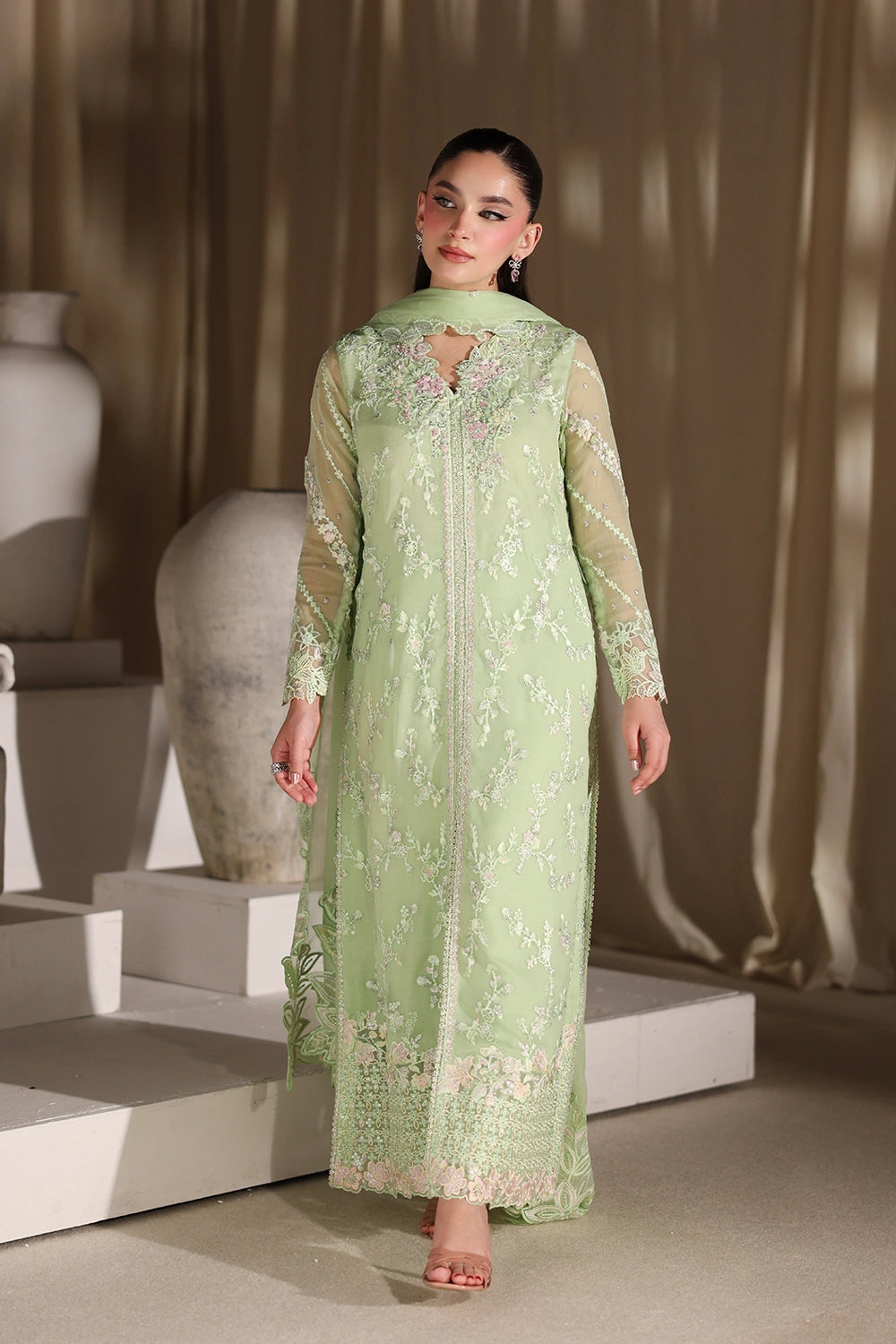 AZ Premium Chiffon Emb 3 Piece Unstitched Suit