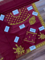 Murk Premium Shamoz Silk Emb 3 Piece Unstitched Suit