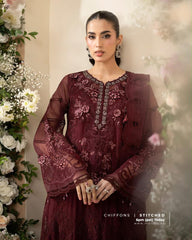 MB Premium Hit Code Chiffon Emb 3 Piece Unstitched Suit