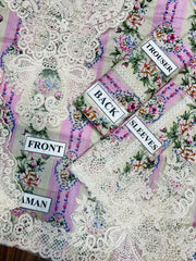MB GL-71028 Premium Printed Lawn Emb 3 Piece Unstitched Suit With Chiffon Dupatta 2026