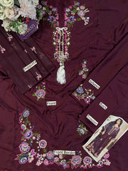 ETH-022 | Premium Shamoz Silk 3 Piece Unstitched Kaftan Suit 2026