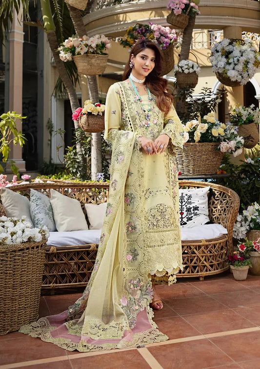 E.F GL-7108 Premium Cotton Emb Chikankari 3 Piece Unstitched Suit With Organza Dupatta 2026