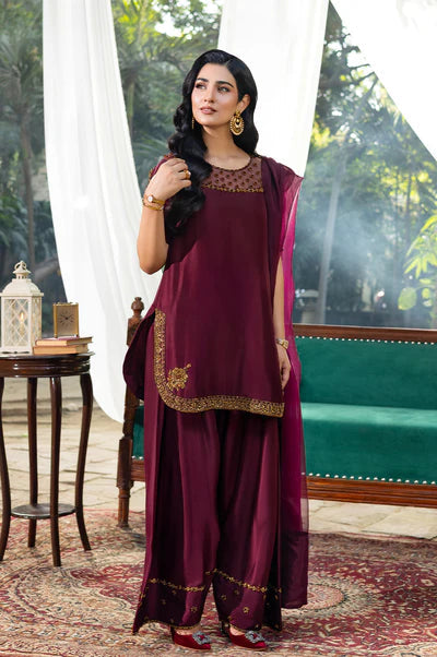 Murk Premium Shamoz Silk Emb 3 Piece Unstitched Suit