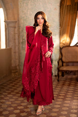 AZ Red Chiffon Thread Zari Sequence 3 Piece Unstitched Suit