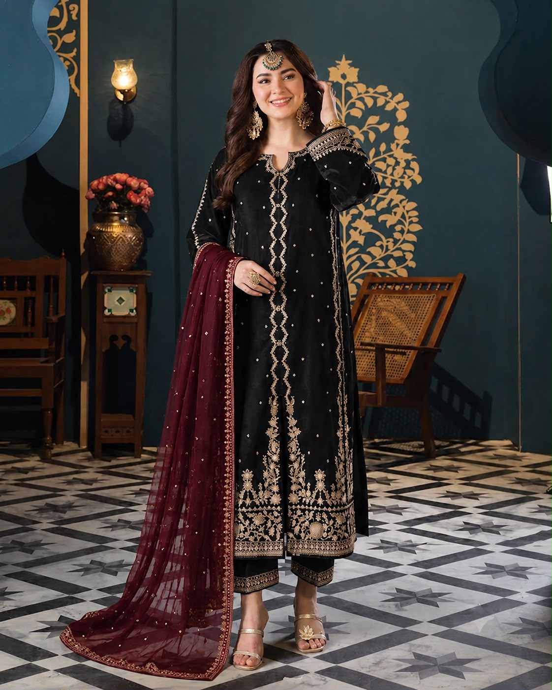 A.J GL-71012 Premium Chiffon Emb 3 Piece Unstitched Suit With Chiffon Dupatta 2026